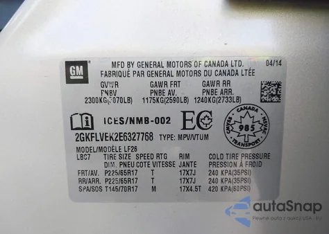 2014 GMC Terrain Denali from USA, damaged, VIN 2GKFLUEK2E6327768